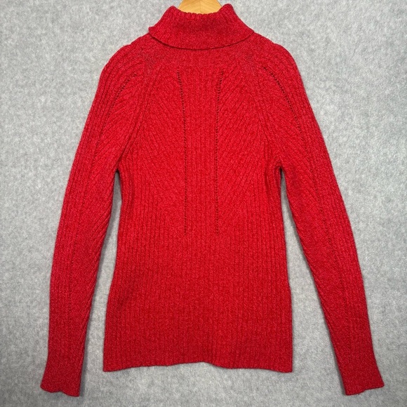 Sundance Toasty Dimensions Ribbed Turtleneck Sweater-Red-Women Size Small - Picture 3 of 5